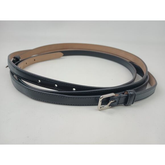 Alexander McQueen Women\'s Black Thin Long Leather Double Belt Size 75 cm 30\